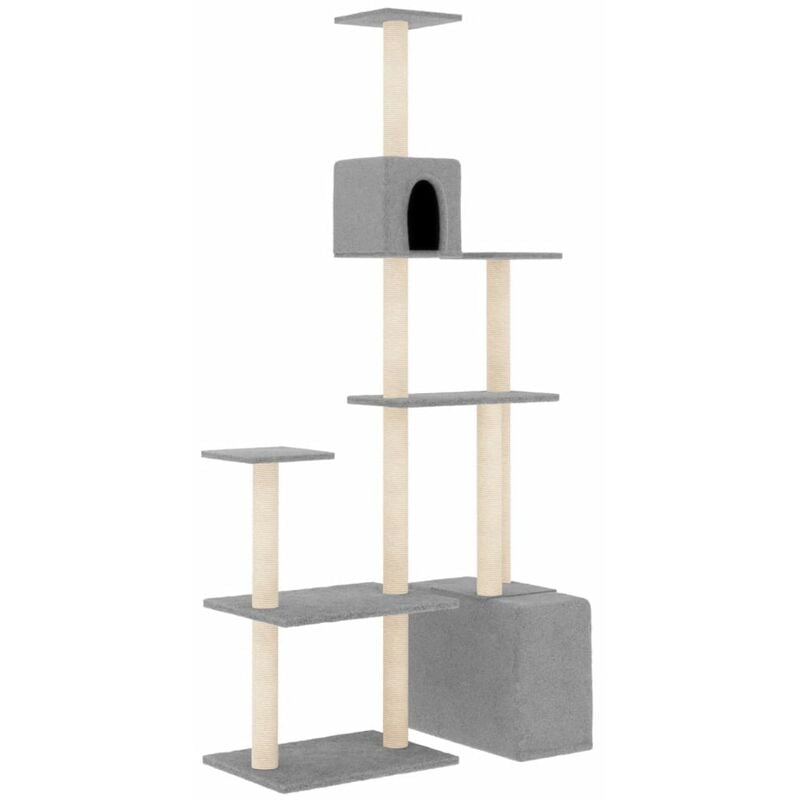 foto del prodotto vidaxl albero per gatti con tiragraffi in sisal grigio chiaro 180 cm