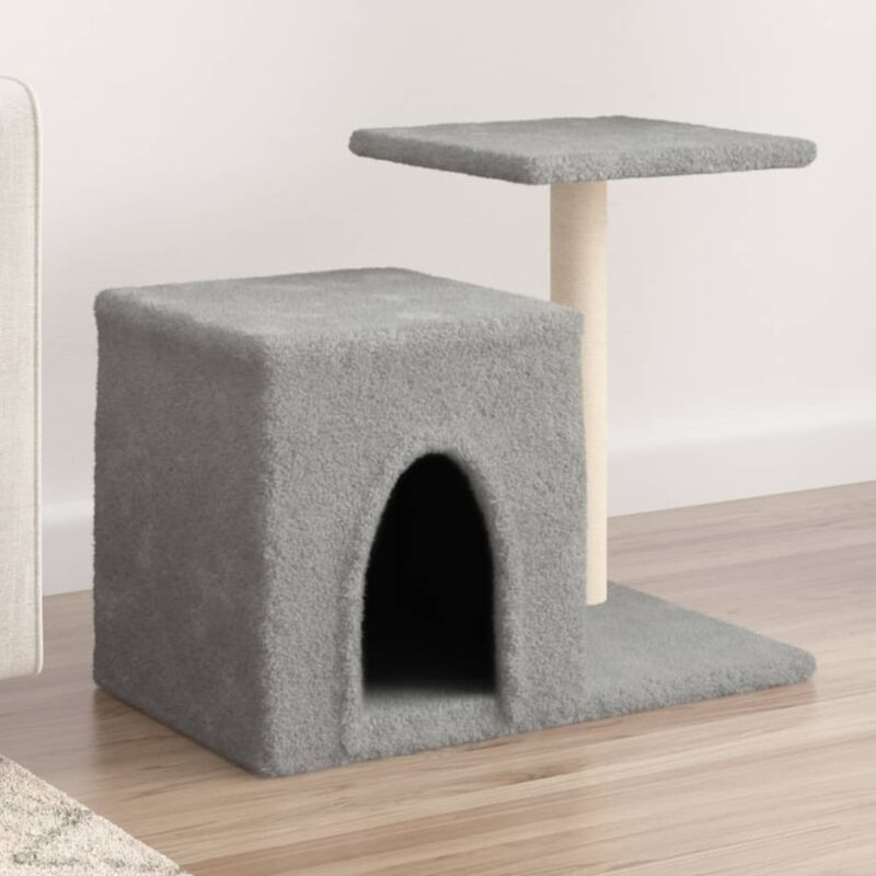 foto del prodotto vidaxl albero per gatti con tiragraffi in sisal grigio chiaro 50,5 cm