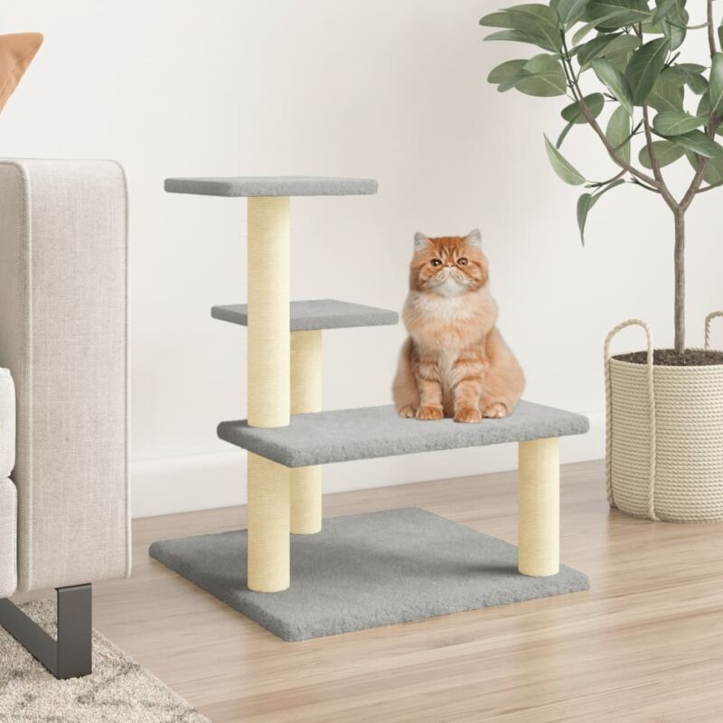 foto del prodotto vidaxl albero per gatti con tiragraffi in sisal grigio chiaro 61 cm