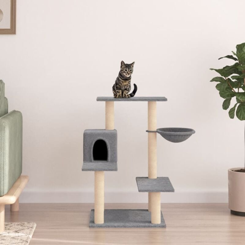foto del prodotto vidaxl albero per gatti con tiragraffi in sisal grigio chiaro 82,5 cm