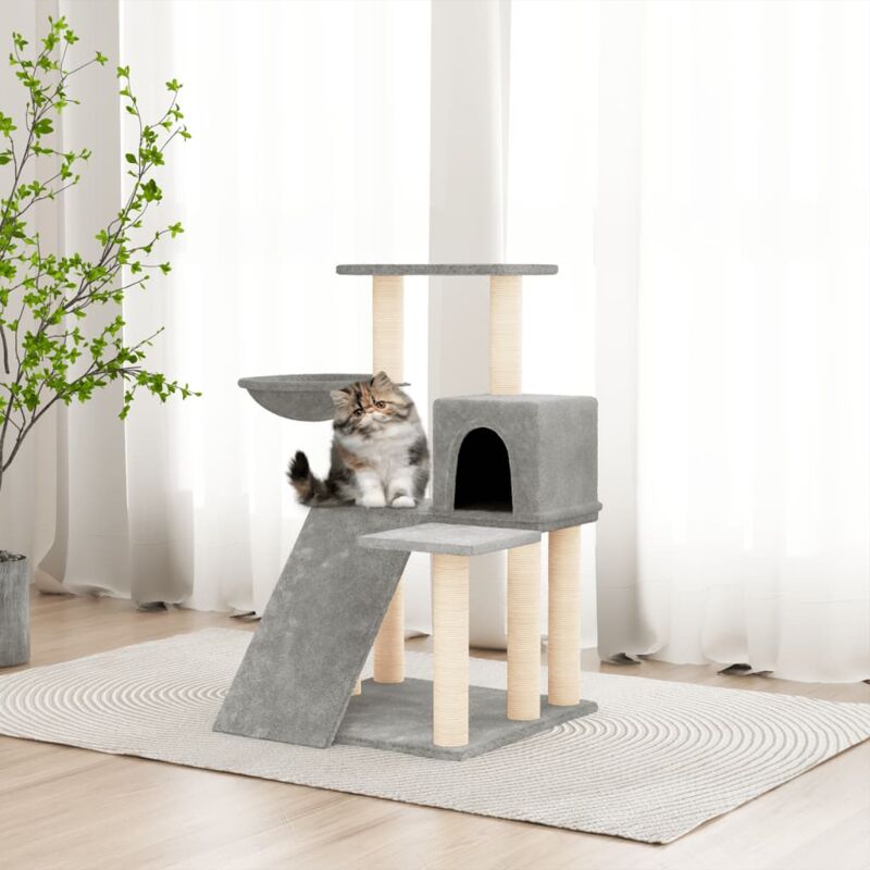 foto del prodotto vidaxl albero per gatti con tiragraffi in sisal grigio chiaro 82 cm