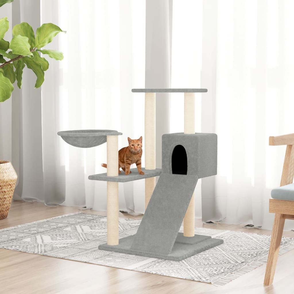 foto del prodotto vidaxl albero per gatti con tiragraffi in sisal grigio chiaro 82 cm