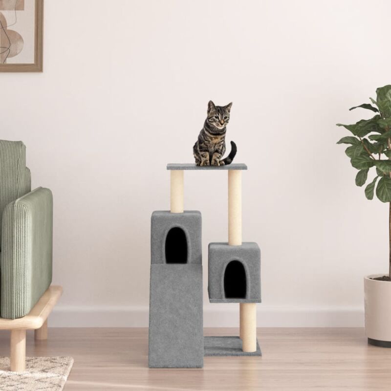foto del prodotto vidaxl albero per gatti con tiragraffi in sisal grigio chiaro 82 cm