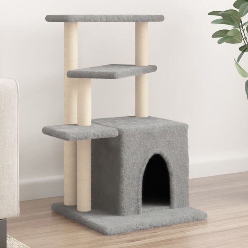 foto del prodotto vidaxl albero per gatti con tiragraffi in sisal grigio chiaro 83,5 cm