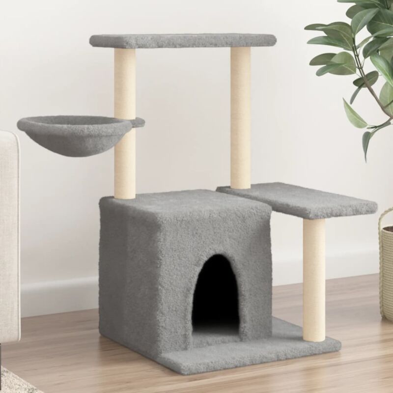 foto del prodotto vidaxl albero per gatti con tiragraffi in sisal grigio chiaro 83 cm