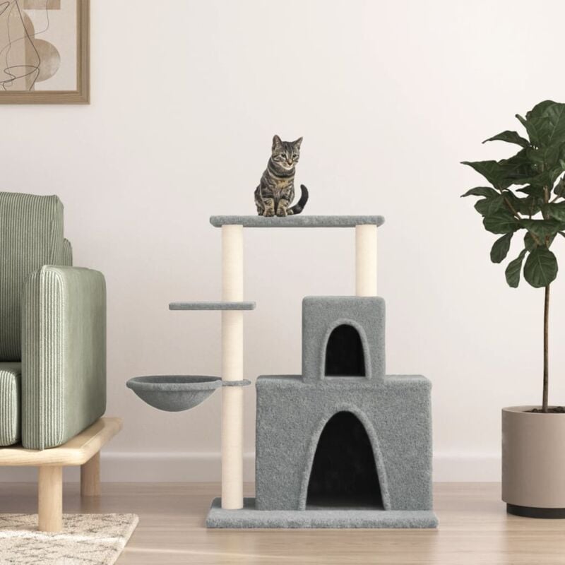 foto del prodotto vidaxl albero per gatti con tiragraffi in sisal grigio chiaro 83 cm