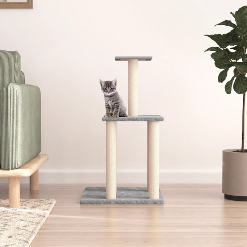 foto del prodotto vidaxl albero per gatti con tiragraffi in sisal grigio chiaro 85,5 cm