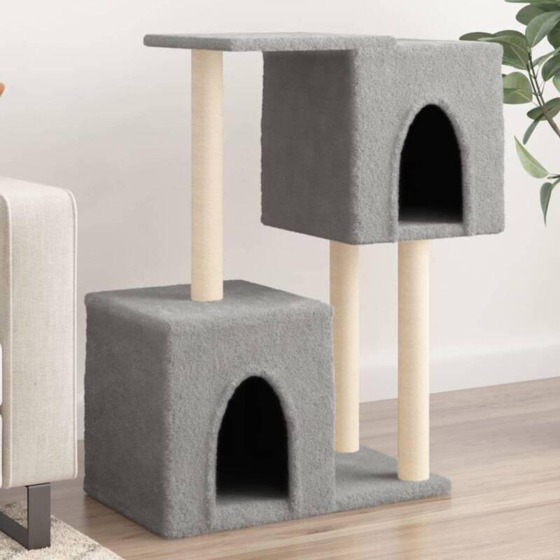 foto del prodotto vidaxl albero per gatti con tiragraffi in sisal grigio chiaro 86 cm