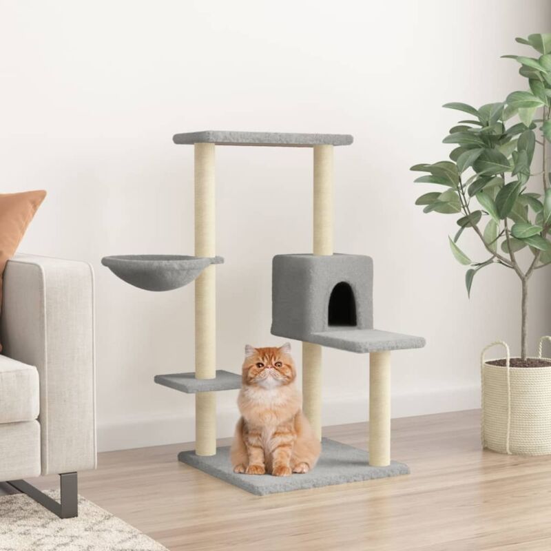 foto del prodotto vidaxl albero per gatti con tiragraffi in sisal grigio chiaro 95 cm