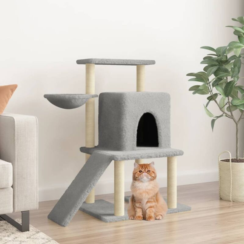 foto del prodotto vidaxl albero per gatti con tiragraffi in sisal grigio chiaro 96,5 cm