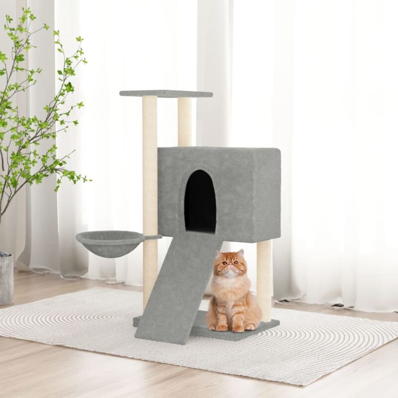 foto del prodotto vidaxl albero per gatti con tiragraffi in sisal grigio chiaro 96 cm