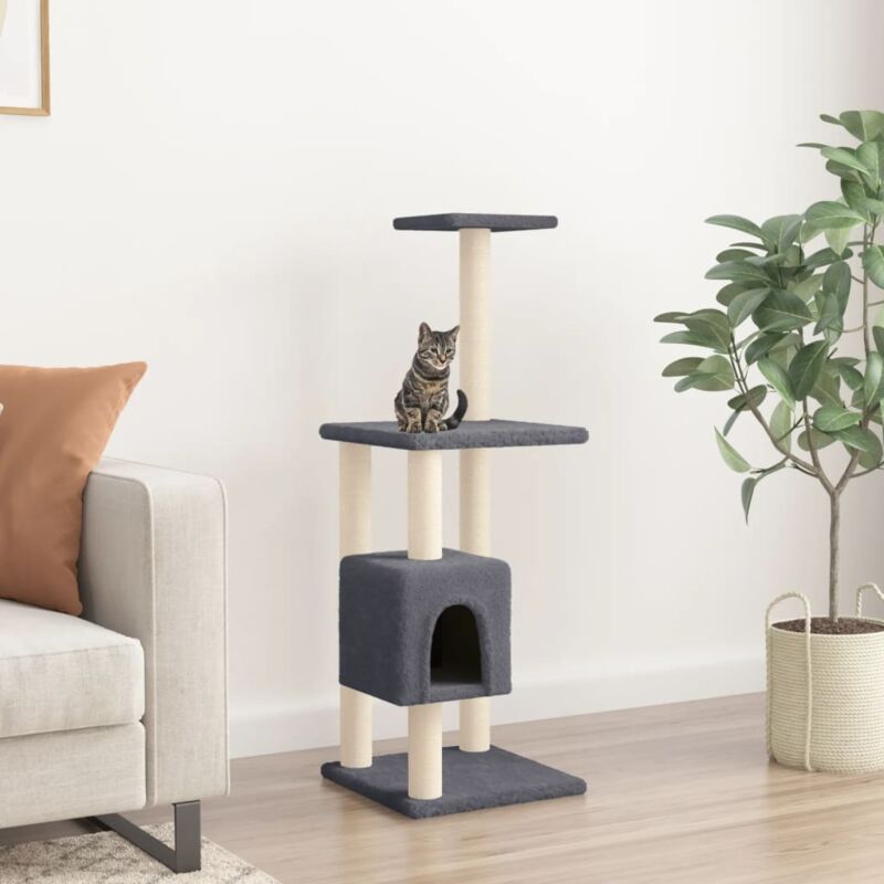 foto del prodotto vidaxl albero per gatti con tiragraffi in sisal grigio scuro 104 cm