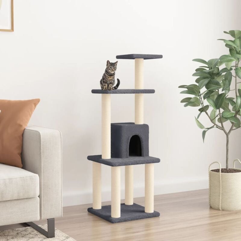foto del prodotto vidaxl albero per gatti con tiragraffi in sisal grigio scuro 105 cm