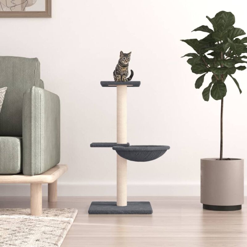 foto del prodotto vidaxl albero per gatti con tiragraffi in sisal grigio scuro 72 cm