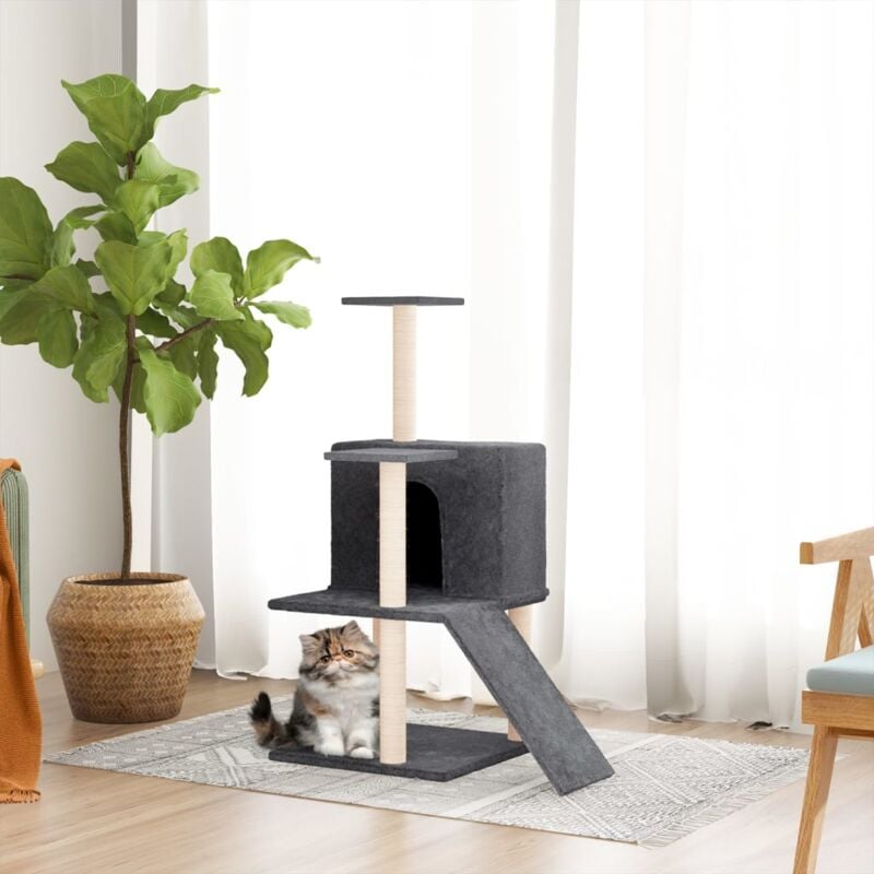 foto del prodotto vidaxl albero per gatti con tiragraffi in sisal grigio scuro 82 cm