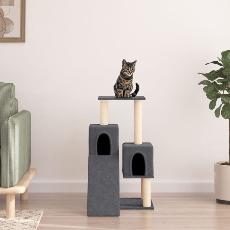 foto del prodotto vidaxl albero per gatti con tiragraffi in sisal grigio scuro 82 cm