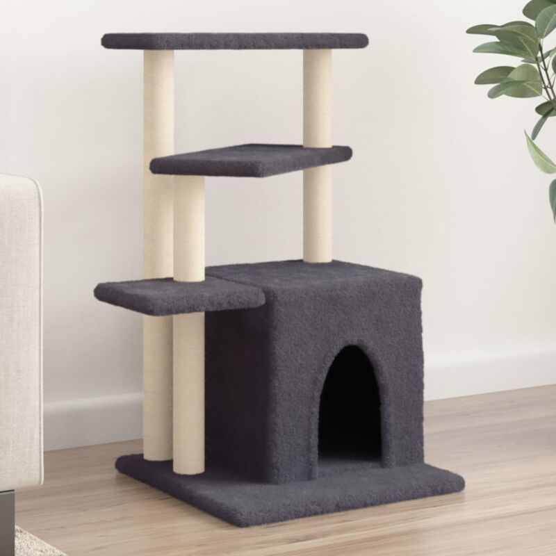 foto del prodotto vidaxl albero per gatti con tiragraffi in sisal grigio scuro 83,5 cm