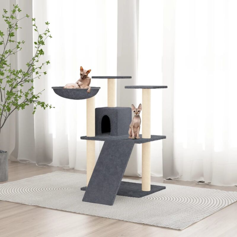 foto del prodotto vidaxl albero per gatti con tiragraffi in sisal grigio scuro 83 cm