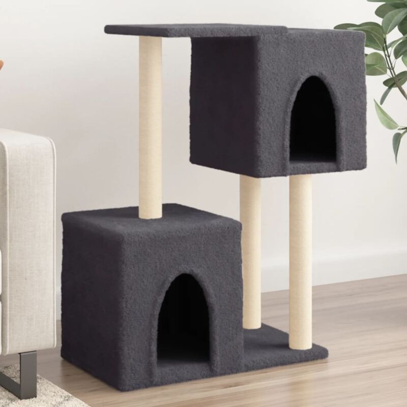 foto del prodotto vidaxl albero per gatti con tiragraffi in sisal grigio scuro 86 cm