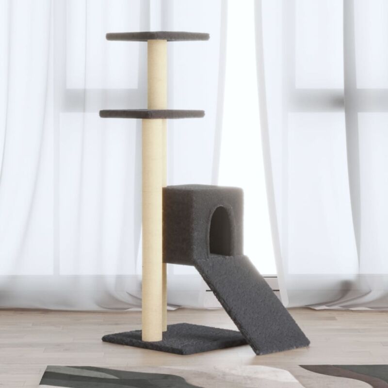 foto del prodotto vidaxl albero per gatti con tiragraffi in sisal grigio scuro 92 cm