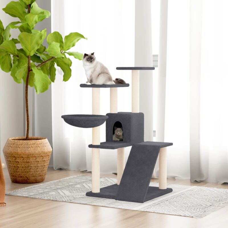 foto del prodotto vidaxl albero per gatti con tiragraffi in sisal grigio scuro 94 cm