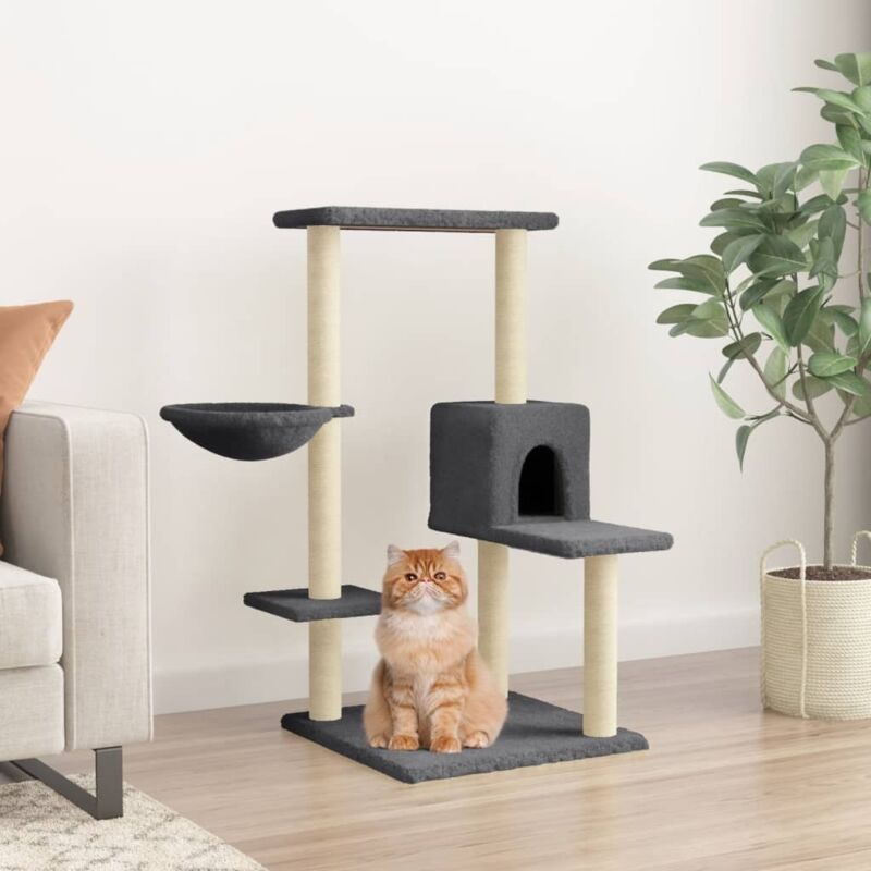 foto del prodotto vidaxl albero per gatti con tiragraffi in sisal grigio scuro 95 cm