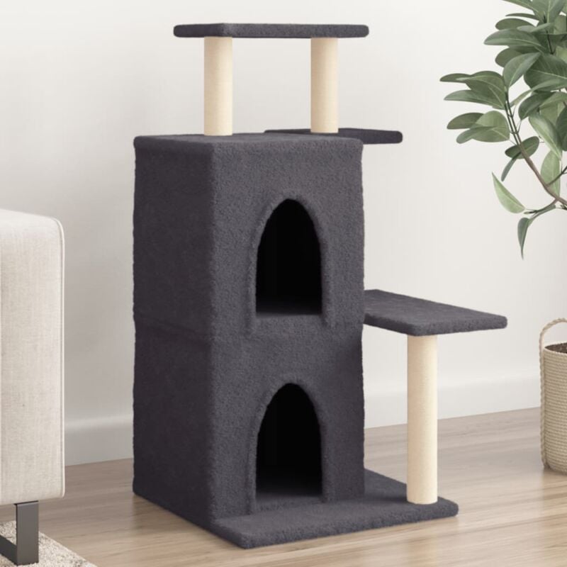 foto del prodotto vidaxl albero per gatti con tiragraffi in sisal grigio scuro 97 cm