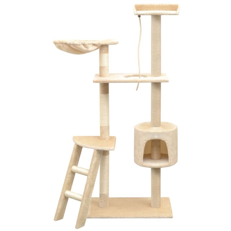 foto del prodotto vidaxl albero per gatti con tiragraffi in sisal h 150 cm con scala e amaca vari colori colore beige