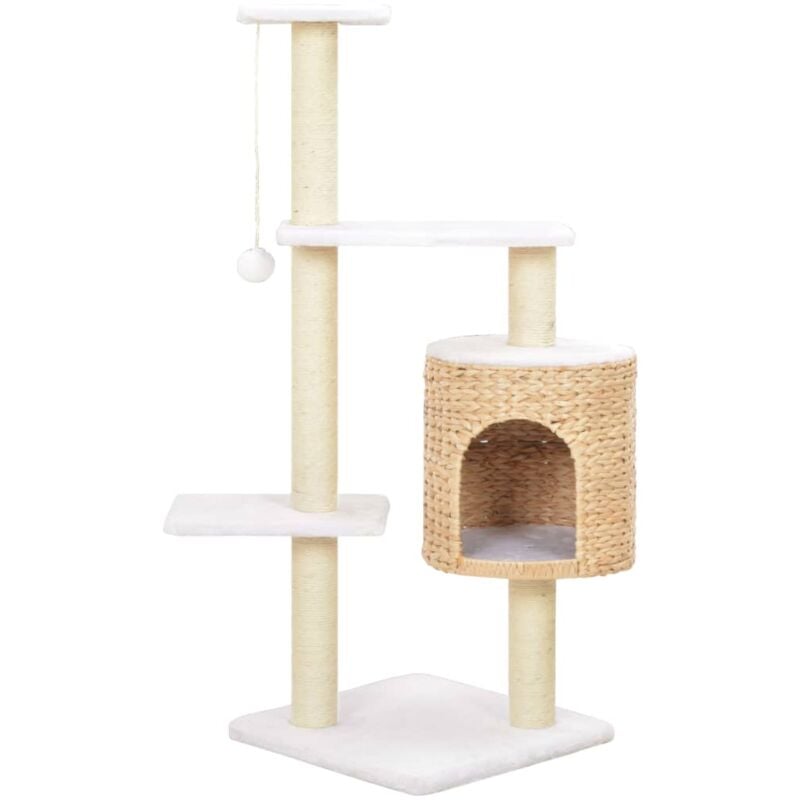 foto del prodotto vidaxl albero per gatti con tiragraffi in sisal seagrass h 107 cm con casetta