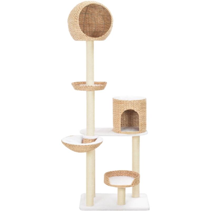 foto del prodotto vidaxl albero per gatti con tiragraffi in sisal seagrass h 180 cm con casa e 4 ceste