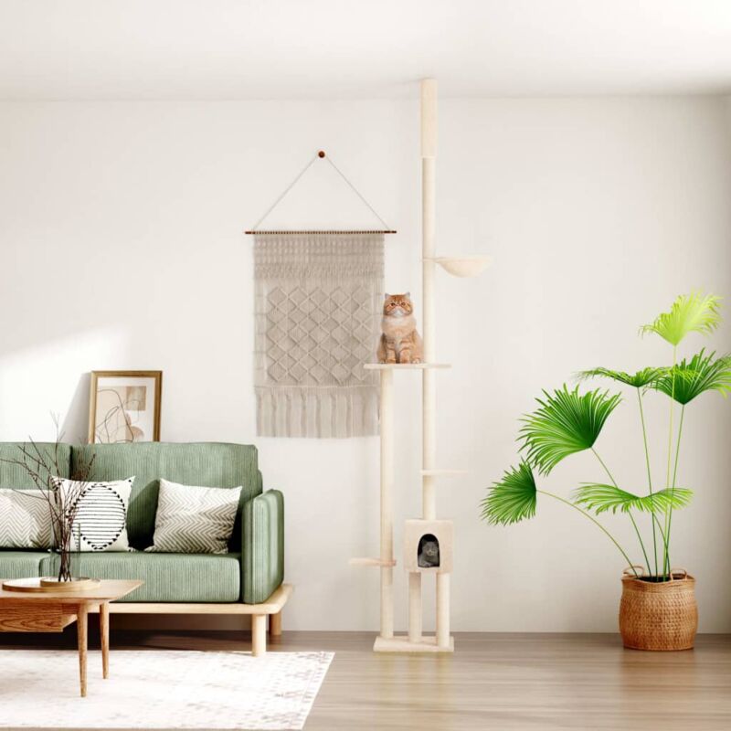 foto del prodotto vidaxl albero per gatti da pavimento a soffitto crema 258,5 284,5 cm 940896