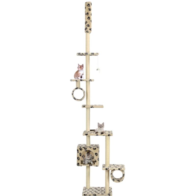 foto del prodotto vidaxl albero per gatti e tiragraffi sisal 260 cm zampe stampate beige