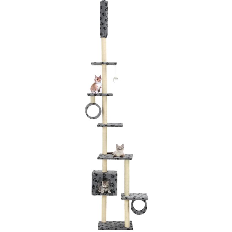 foto del prodotto vidaxl albero per gatti e tiragraffi sisal 260cm zampe stampate grigio 955617