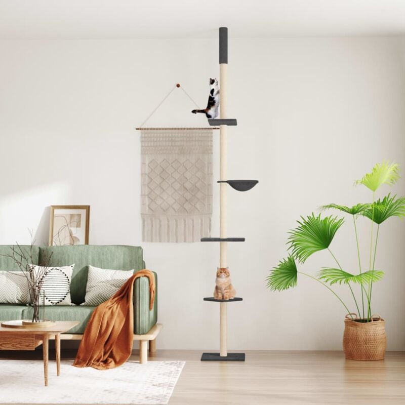 foto del prodotto vidaxl albero per gatti pavimento soffitto grigio scuro 263,5 289,5 cm 870079