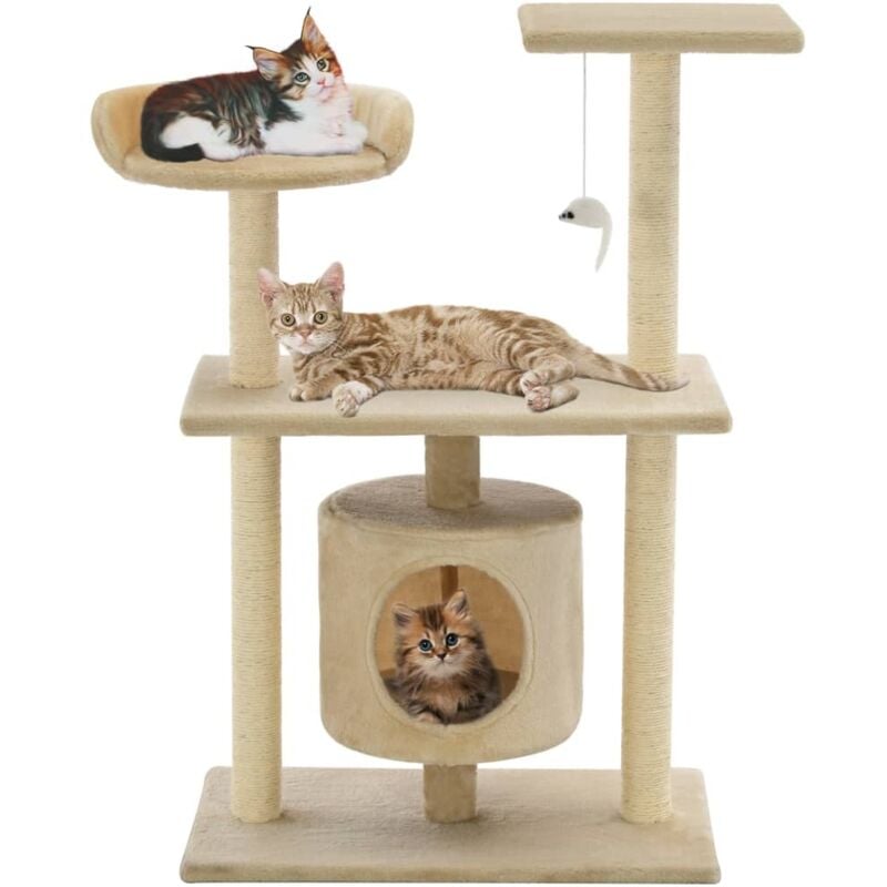 foto del prodotto vidaxl albero per gatti tiragraffi in sisal h 95 cm zona relax animali vari colori colore beige
