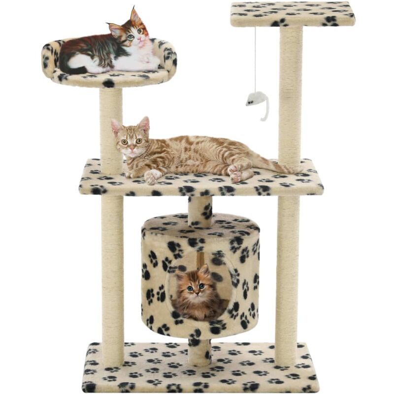 foto del prodotto vidaxl albero per gatti tiragraffi in sisal h 95 cm zona relax animali vari colori colore beige con zampe