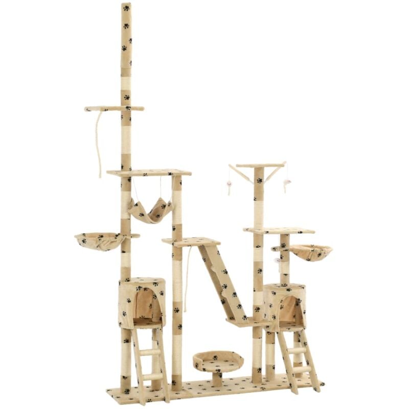 foto del prodotto vidaxl albero per gatti tiragraffi sisal 230 250cm stampa zampe beige