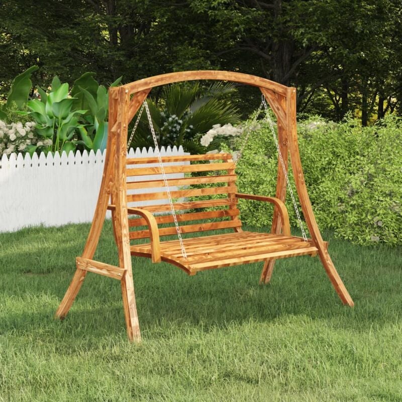 foto del prodotto vidaxl altalena in legno ricurvo con finitura in teak