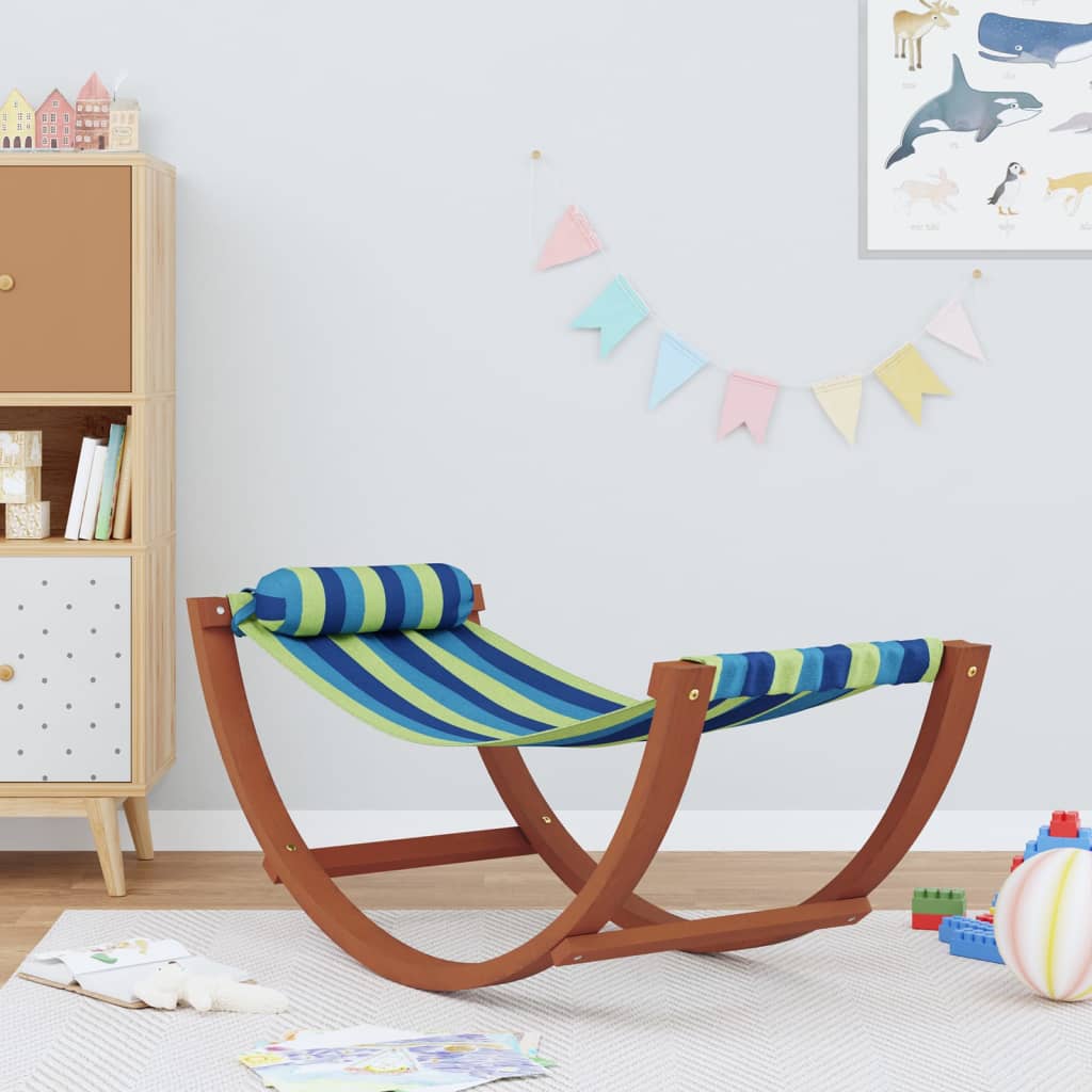 foto del prodotto vidaxl amaca a dondolo per bambini blu e verde in tessuto