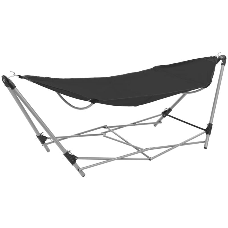 foto del prodotto vidaxl amaca con supporto pieghevole nera