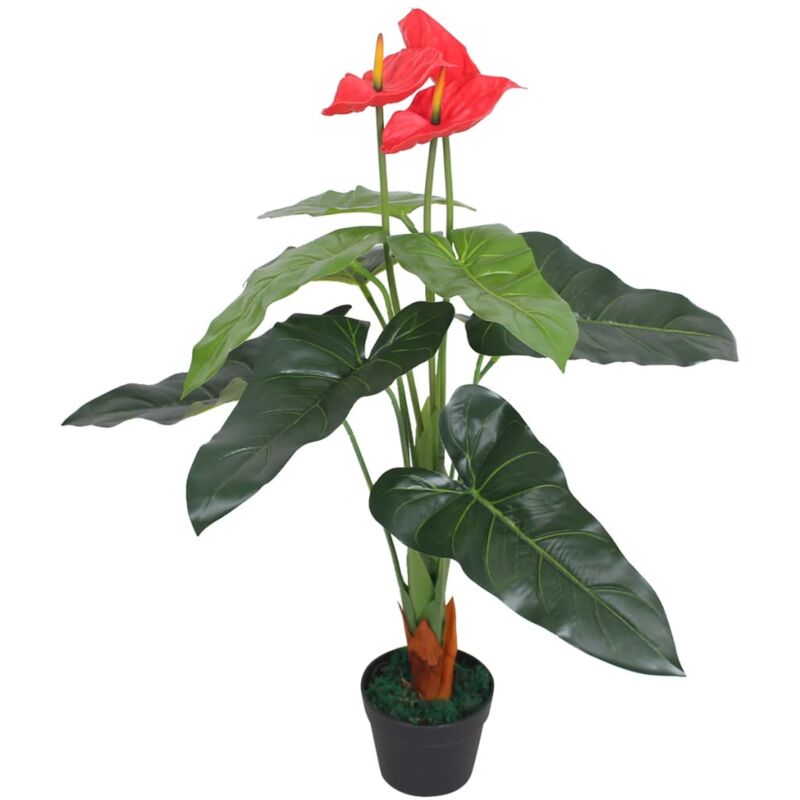 foto del prodotto vidaxl anturium pianta artificiale con vaso 90 cm rosso e giallo