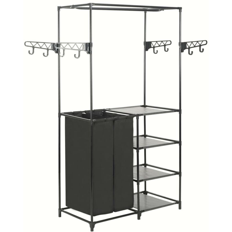 foto del prodotto vidaxl appendiabiti acciaio e tessuto non tessuto 87x44x158 cm nero