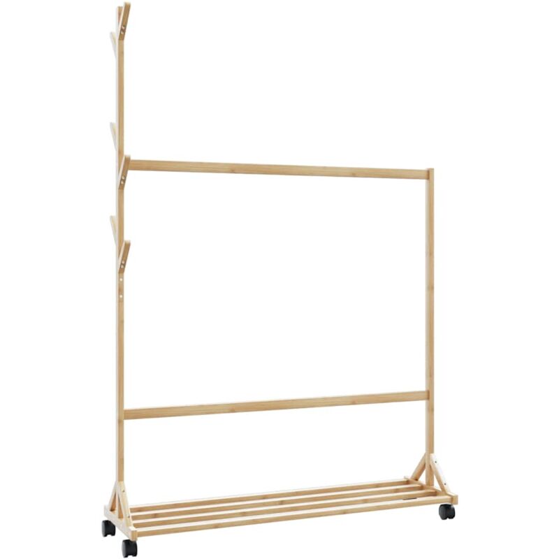 foto del prodotto vidaxl appendiabiti con ganci e ruote 100x35x157 cm in bamb 