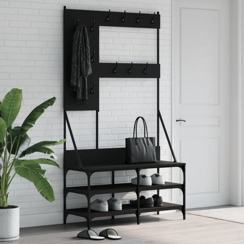 foto del prodotto vidaxl appendiabiti con porta scarpe nero 100x40x184 cm
