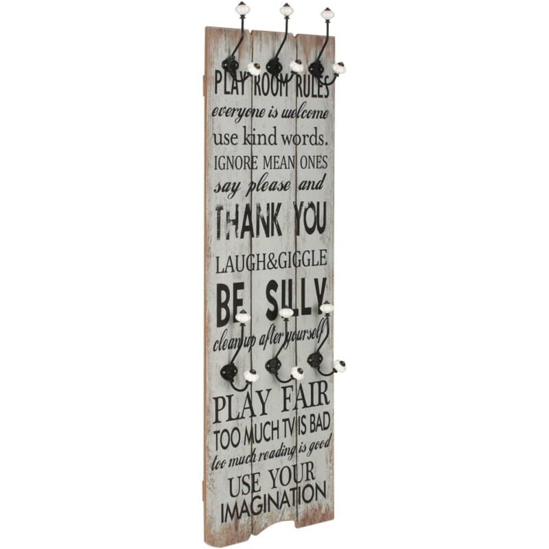 foto del prodotto vidaxl appendiabiti da parete con 6 ganci thank you 120x40 cm
