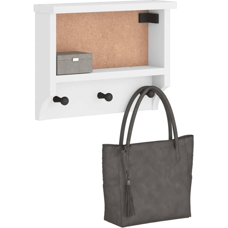 foto del prodotto vidaxl appendiabiti da parete sandnes bianco 45x12x35 cm legno di pino
