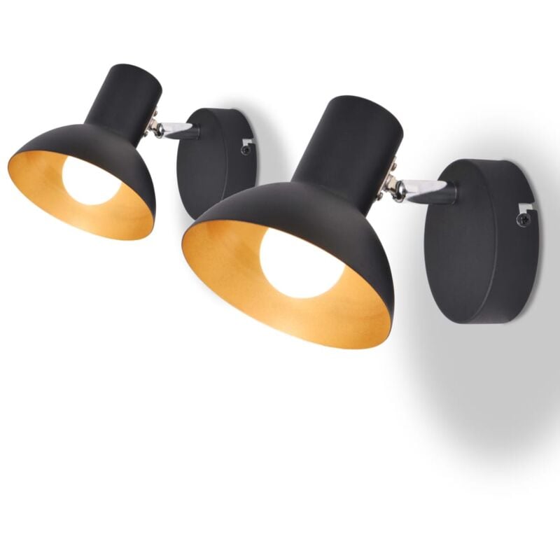 foto del prodotto vidaxl applique 2 pz per 2 lampadine e27 nero e oro