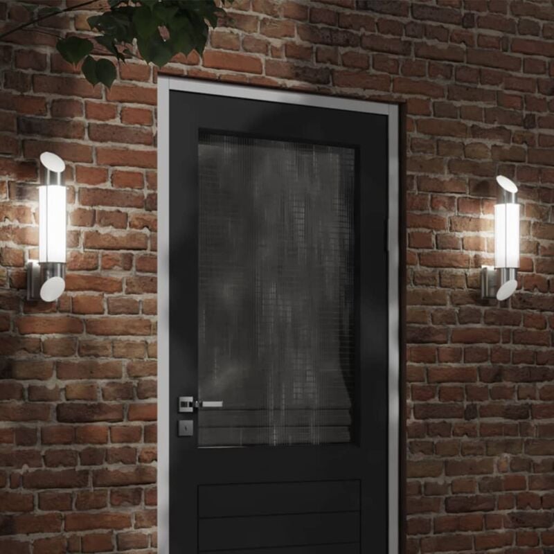 foto del prodotto vidaxl applique da esterno 2 pz argento in acciaio inossidabile
