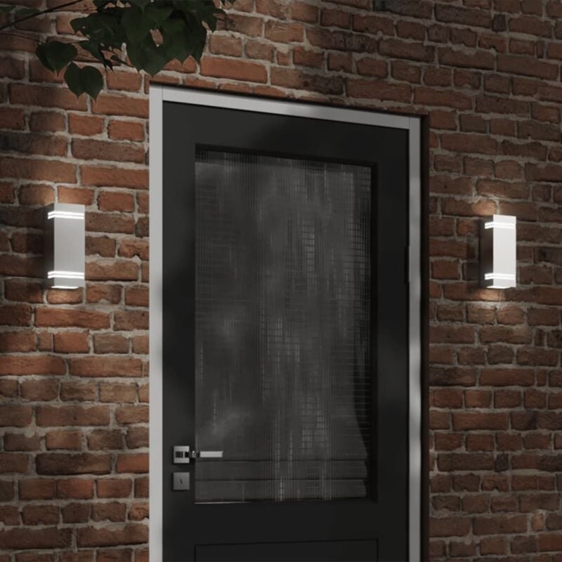 foto del prodotto vidaxl applique da esterno 2 pz argento in acciaio inossidabile