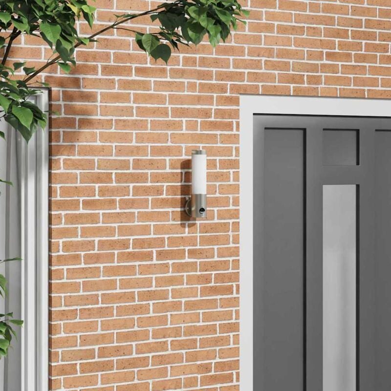 foto del prodotto vidaxl applique da esterno con sensore in acciaio inox argento ip44